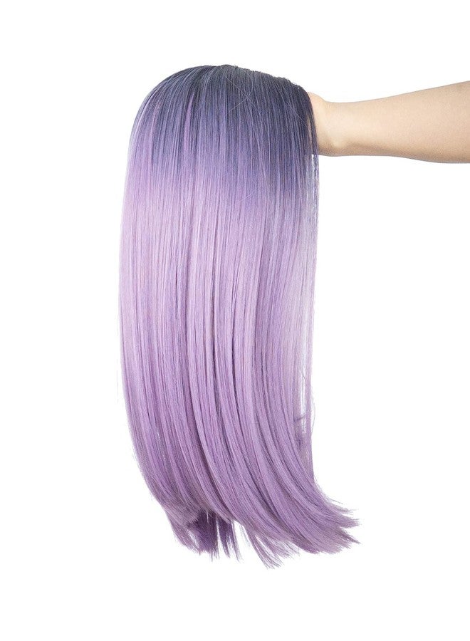SWACC Ombre Colors Straight Short Hair Bob Wig Synthetic Colorful Cosplay Daily Party Flapper Wig for Women with Wig Cap (Lavender Purple) - Image 5